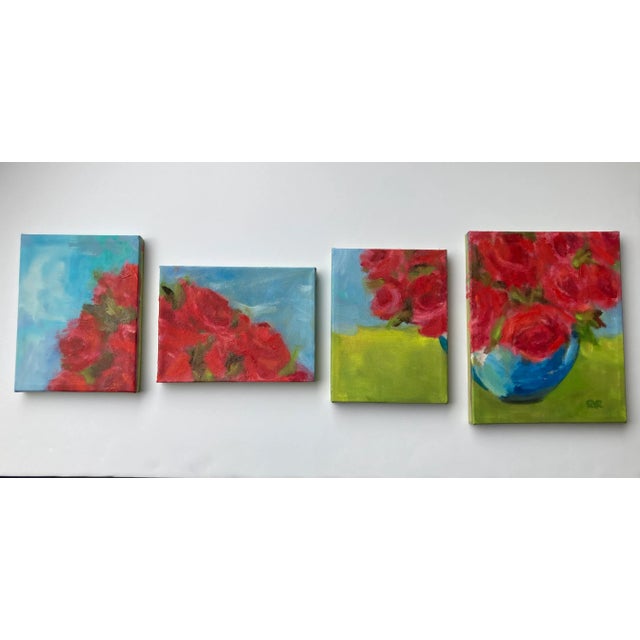 2020s "Rose Bowl" Contemporary Original Floral Still Life Oil Painting by Robert Rutkauskas - 4 Stretched Canvases For Sale - Image 5 of 7