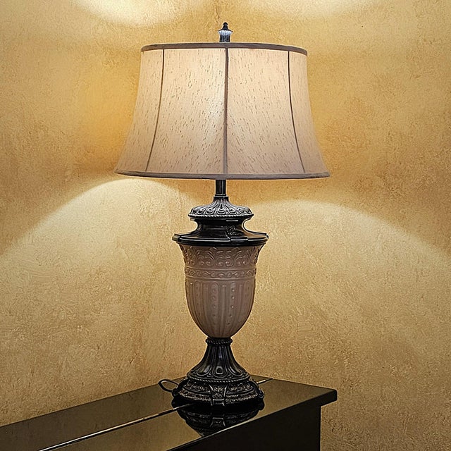 Early 21st Century Vintage Neoclassical Urn Table Lamp With Frosted Glass & Dual Night Light For Sale - Image 5 of 18