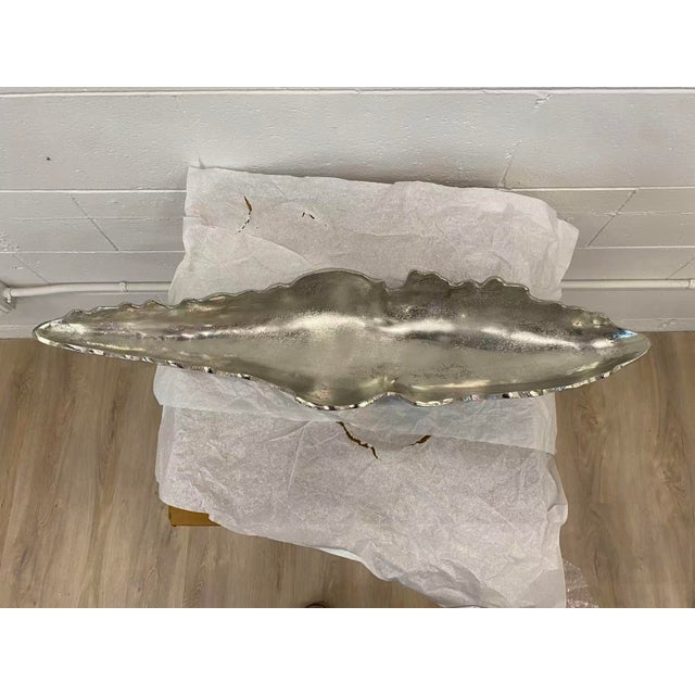 Modern Silver Rippled Edge Trays For Sale - Image 3 of 10