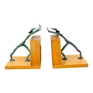 Mid Century Bronze Figure Bookends - a Pair