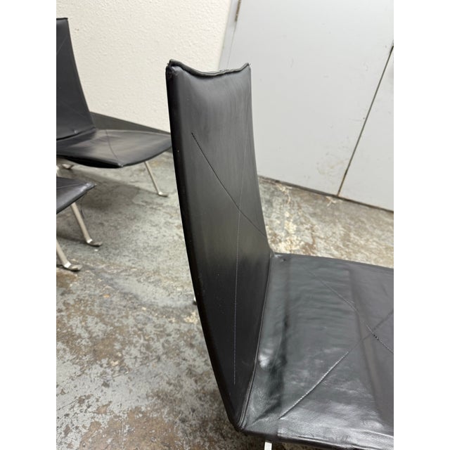 Fritz Hansen for Design Within Reach Black Leather Easy Chairs, Set of Four For Sale - Image 11 of 12