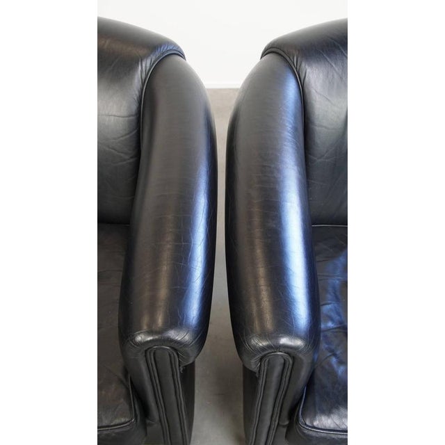 Black Set of English Black Cowhide Club Chairs For Sale - Image 8 of 14
