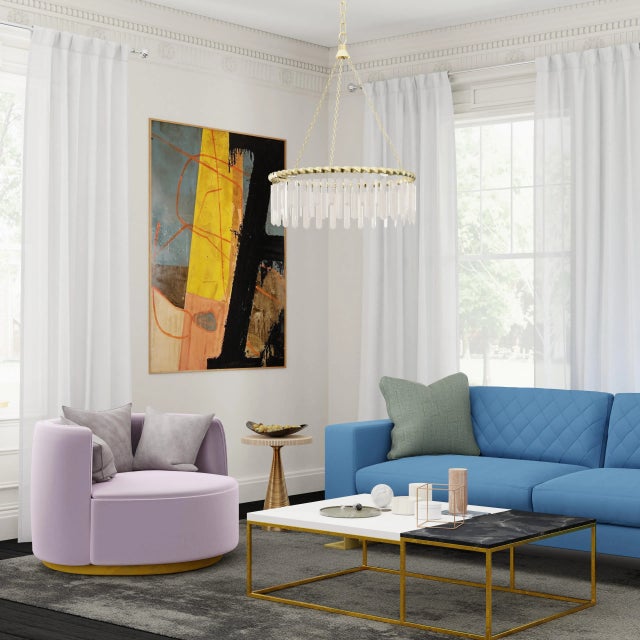 Metal Reverie Brass and Crystal 3-Light Circular Contemporary Chandelier For Sale - Image 7 of 8