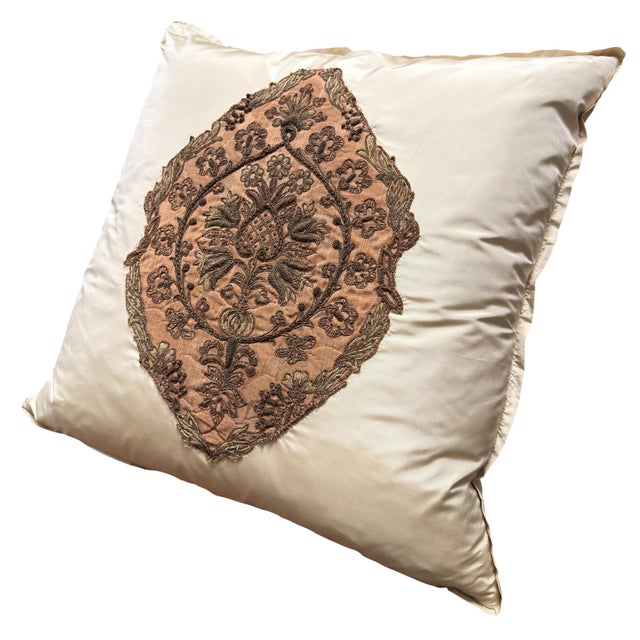 Antique 18th C Needlepoint Textile Now a Designer Silk Pillow.