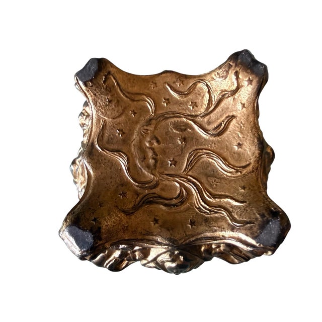 1930s Antique Art Nouveau Bronze Jewelry Casket With Bird & Floral Relief For Sale - Image 5 of 9