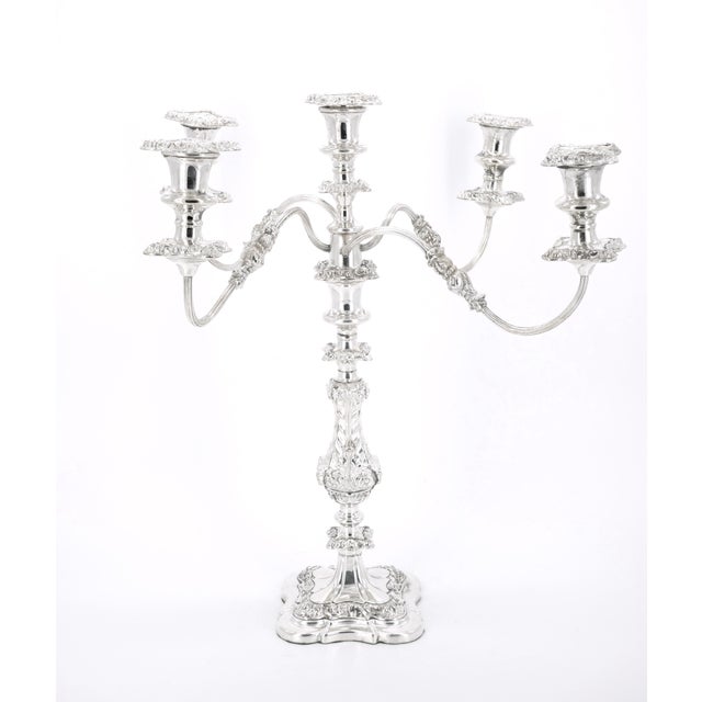 Large 19th Century English Sheffield Silver-Plated Five-Light Convertible Candel For Sale - Image 13 of 13