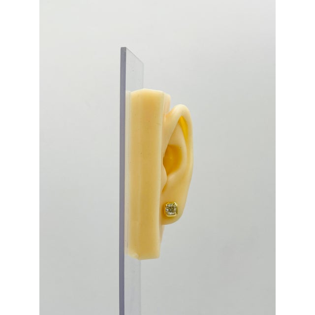 Stunning 2.05 ct. KI SI2 white diamond cushions. Each stone is 1.00 ct. Handmade in 18k yellow gold. Comes with GIA...