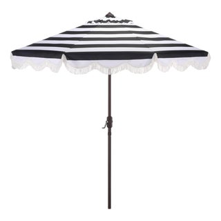 Lucerna 9 Ft Crank Umbrella, Black Stripe/Brown Pole For Sale