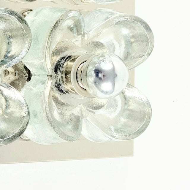 Mid-Century Modern Floral Glass & Chrome Wall Light from Sische, Germany, 1970s For Sale - Image 4 of 11