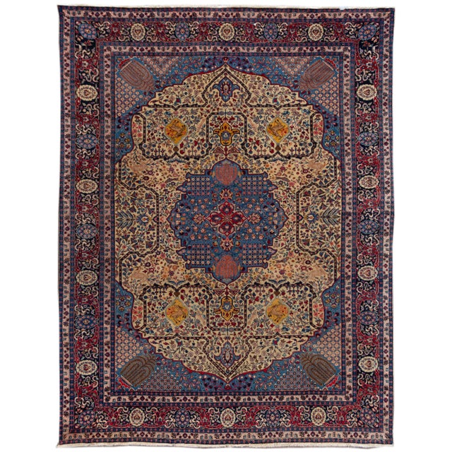 Textile 1920s Classic Handmade Antique Persian Tabriz Wool Rug With Allover Design For Sale - Image 7 of 7