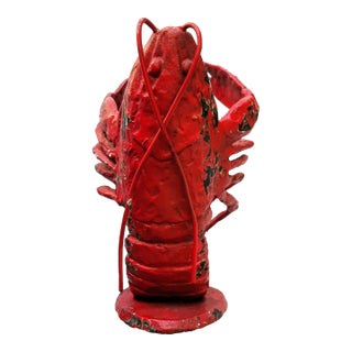 Painted Figural Cast Iron Lobster Wine Holder For Sale