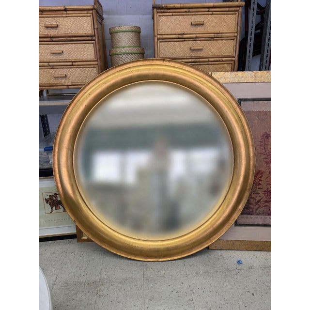 60” Gilded Round Hollywood Regency Mid 20th Century Mirror For Sale - Image 9 of 11