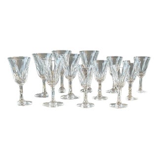 20th Century Crystal Glassware Service with Cerdagne Pattern from Saint Louis, Set of 12 For Sale