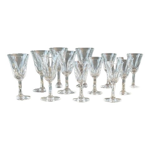 20th Century Crystal Glassware Service with Cerdagne Pattern from Saint Louis, Set of 12 For Sale