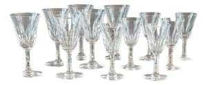 20th Century Crystal Glassware Service with Cerdagne Pattern from Saint Louis, Set of 12