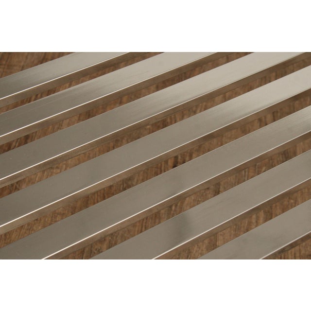 Design Institute of America Modern Slatted Chrome Bench For Sale - Image 10 of 12