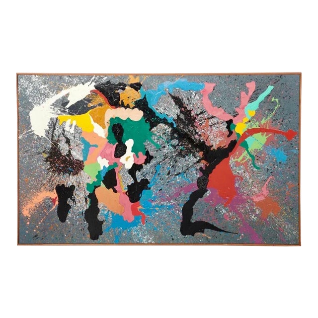 Ronald Davis, Large Color California Abstract Expressionist Copolymer Vinyl Painting Ron Davis, 1983 For Sale