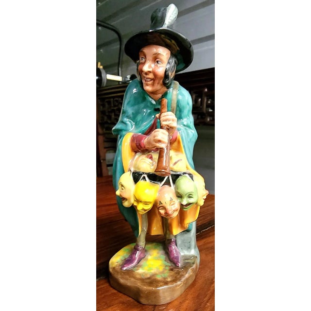 Royal Doulton English Vintage "The Mask Seller" Fine Porcelain Figurine For Sale - Image 9 of 12
