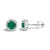 Contemporary 10K White Gold Green Emerald and 1/6 Cttw Diamond Halo Stud Earring For Sale - Image 3 of 5