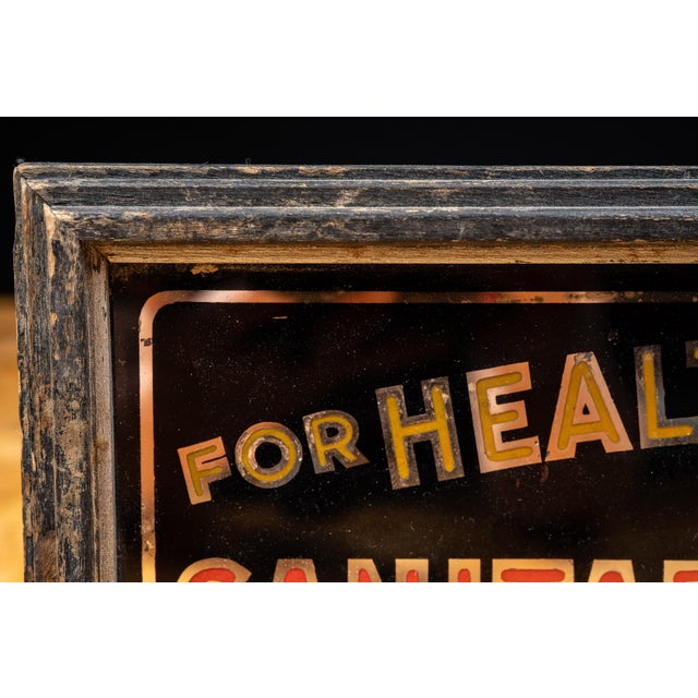 Wood Early 20th Century Illuminated Glass Storefront Sanitary Infant Dairy Sign For Sale - Image 7 of 18