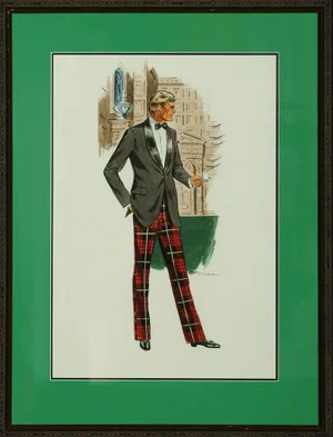 "Chipp Gentleman's Eveningwear at the New York Yacht Club" Watercolor FAshion Illustration