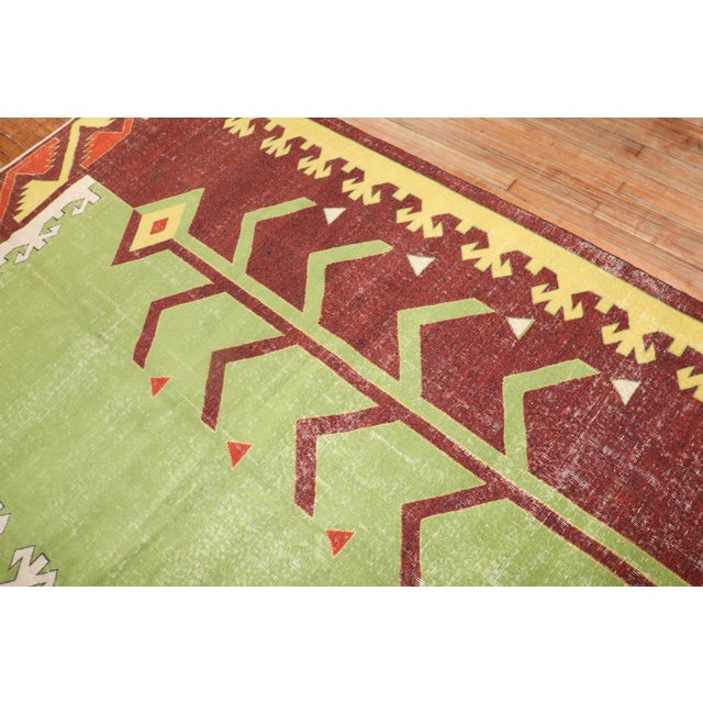 Green Zabihi Collection Eclectic Turkish Deco Zeki Muren Rug - 6'9" x 9'6" For Sale - Image 8 of 11