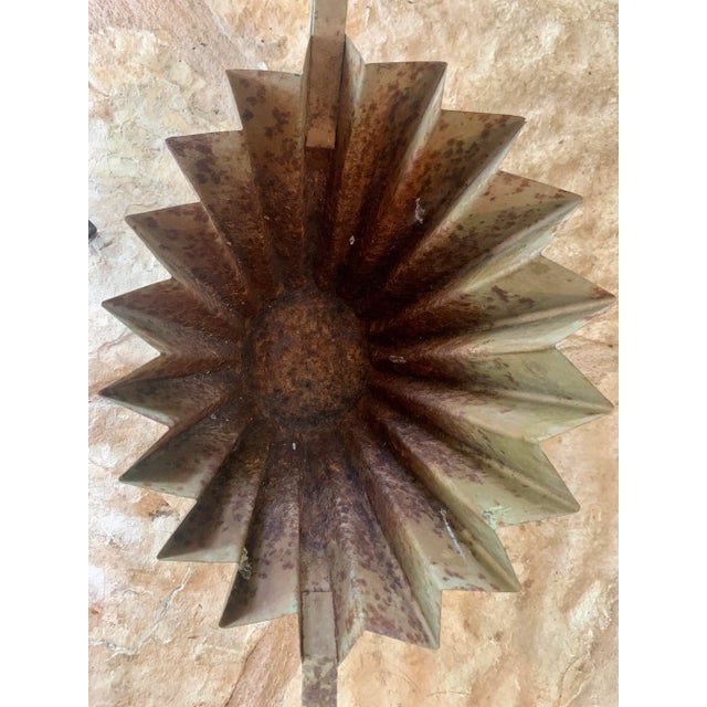 Olive Vintage Metal Flower, Plant Basket Centerpiece For Sale - Image 8 of 12