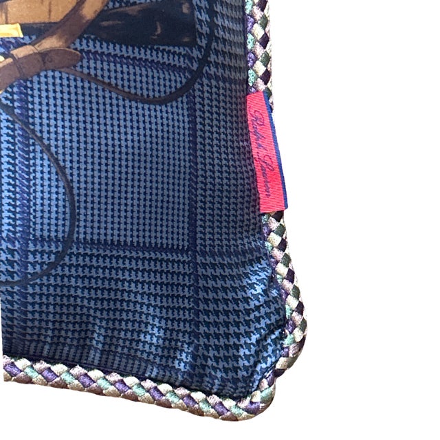 American Ralph Lauren Prince of Wales Equestrian Horses Silk Scarf Pillow 24" For Sale - Image 3 of 4