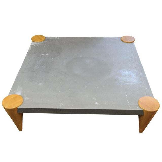 A zinc square coffee table from the 1980s by Conran with turned cone shaped legs. Manufacturer - Lane This piece is...