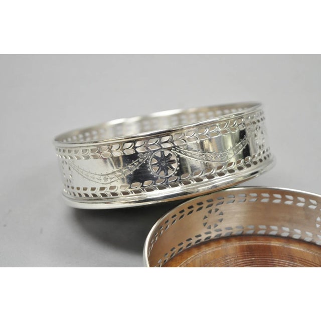 Vintage Stieff Smithsonian Silver Plated Presidential Wine Bottle Coaster - a Pair For Sale - Image 11 of 11