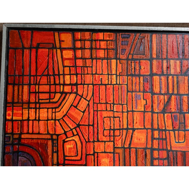 Mid-Century Modern Colorful Geometric Abstract Oil Painting For Sale - Image 10 of 18
