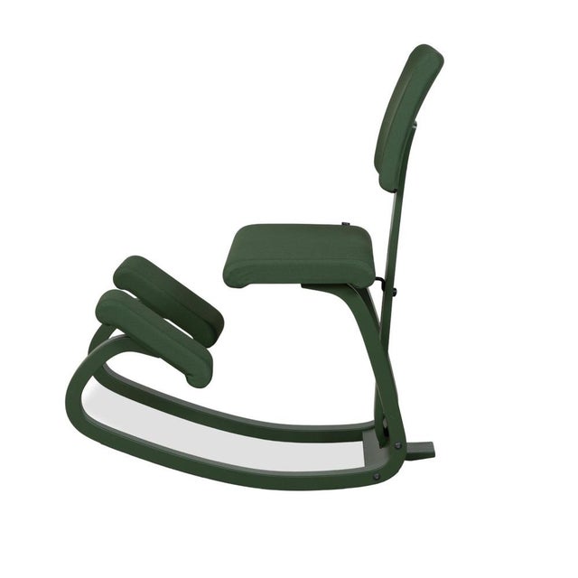 Variable Plus Monochrome Kneeling Chair in Wooden and Green Fabric from Varier For Sale - Image 11 of 12