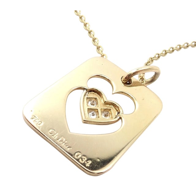 Contemporary Late 20th Century Christian Dior Yellow Gold Diamond Ace of Hearts Card Pendant Necklace For Sale - Image 3 of 8