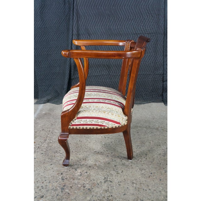 Antique 19th Century Mahogany Regency Empire Horseshoe Library Parlor Arm Chair For Sale - Image 14 of 18