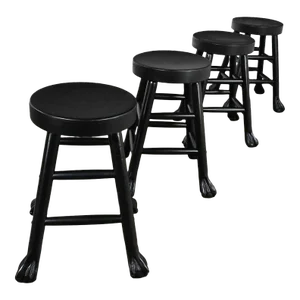 Vintage Rustic Blackened Solid Hardwood Chunky Claw Foot Barstools Set of 4