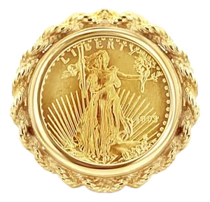 American Eagle Lady Liberty Rope Coin Frame Ring, Size 4