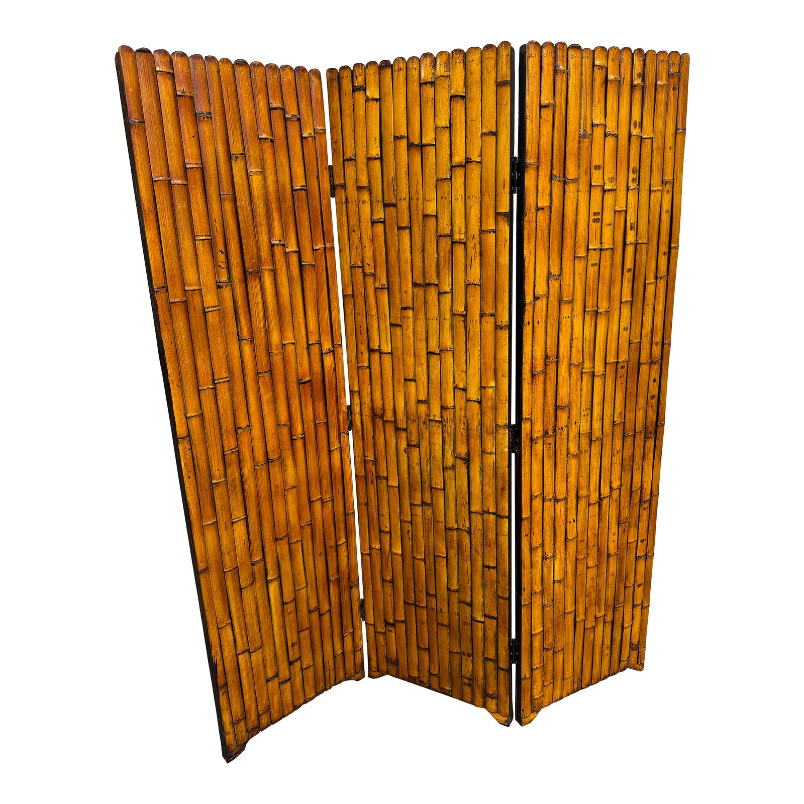 Vintage Boho Dual Sided Bamboo Screen | Chairish