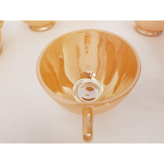 1950s Vintage Mid-Century Fire-King Anchor Hocking Tom and Jerry Peach Lustre Cups. Set of 8. For Sale - Image 5 of 11