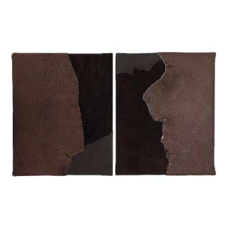 "Big Land" Abstract Leather Landscape Diptych Artwork For Sale
