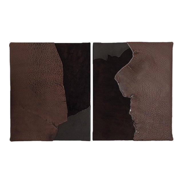 "Big Land" Abstract Leather Landscape Diptych Artwork For Sale