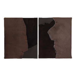 "Big Land" Abstract Leather Landscape Diptych Artwork
