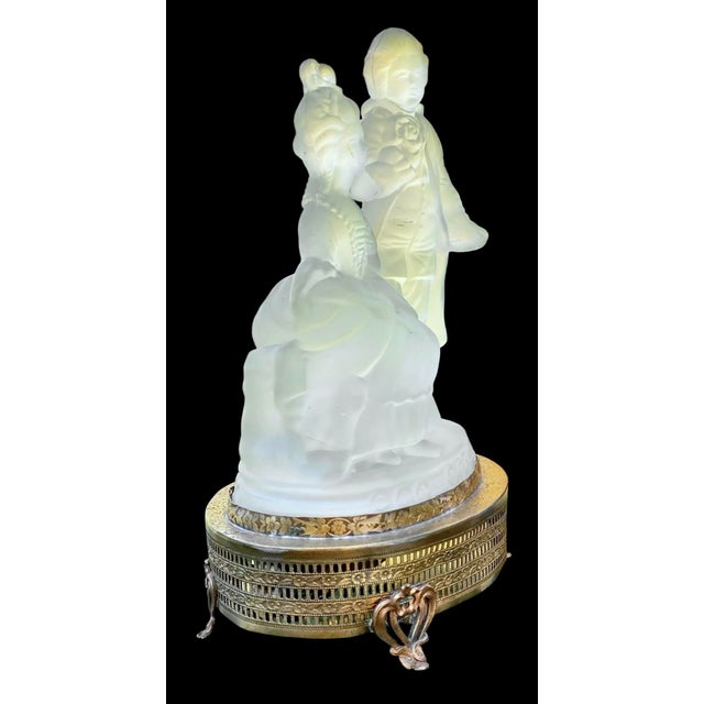 1930s Vintage 1930’s Frosted Glass Figural Vanity Lamp For Sale - Image 5 of 14