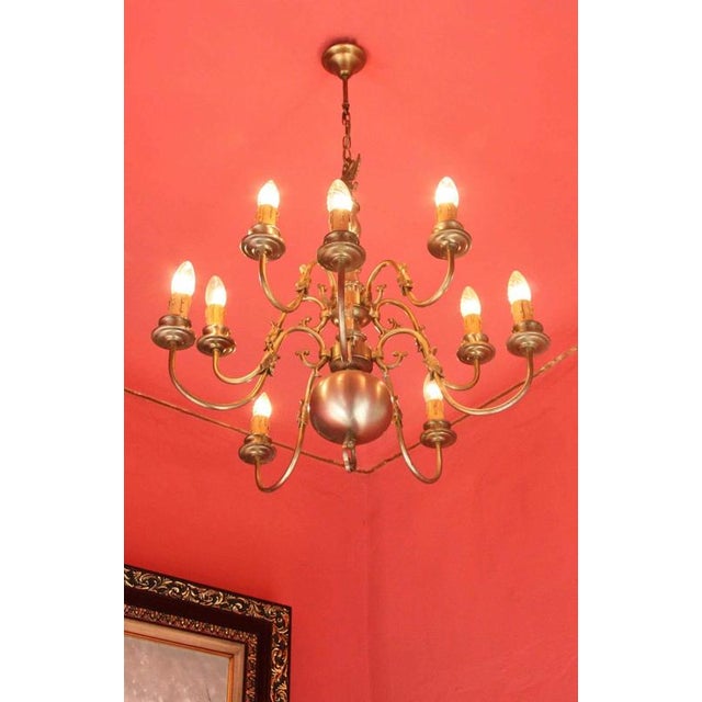 Flemish White Metal 2-Tiered Chandelier For Sale - Image 3 of 5