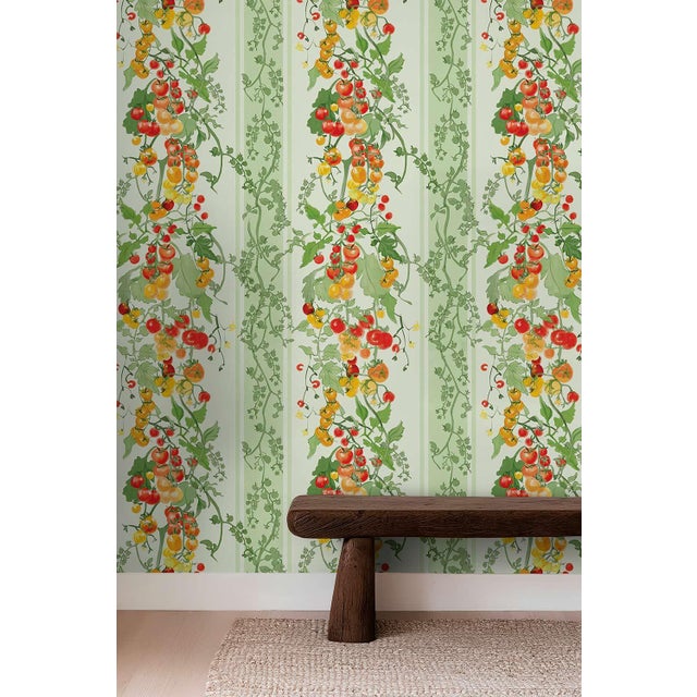 Fresh off the vine and full of personality, this tomato stripe wallpaper is a bold nod to the beauty of homegrown produce....