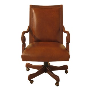 Modern Ethan Allen Leather Adjustable Swivel Office Desk Chair For Sale