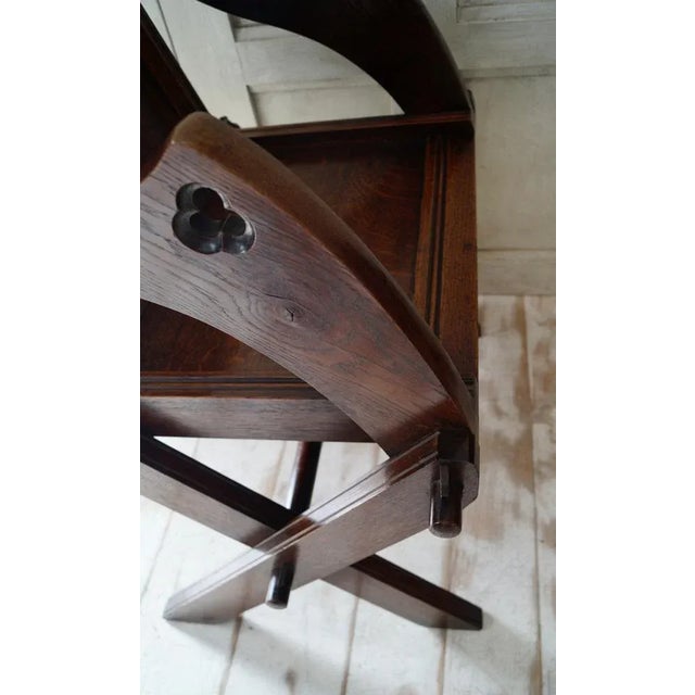 Set of Antique Gothic Oak Glastonbury Chairs For Sale - Image 9 of 16