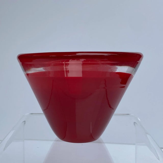 Beautiful Salviati 2000 red Murano Italy Art Glass Candle Holder Votive. Votive is marked on the bottom with 2000...