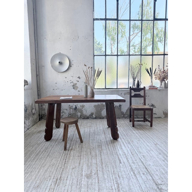 Brutalist Brutalist Oak Table attributed to De Puydt, Belgium, 1970s For Sale - Image 3 of 18