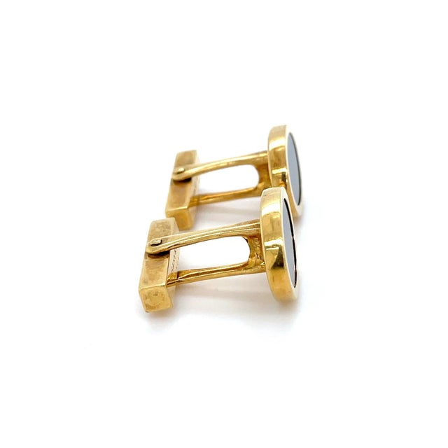 Mid 20th Century Tiffany & Co. Vintage 18k Yellow Gold and Onyx Cufflinks For Sale - Image 5 of 6