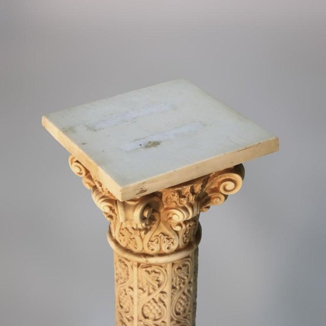 Antique Neoclassical Corinthian Style Genre Scene Sculpture Stand, Resin, C1930 For Sale - Image 10 of 12